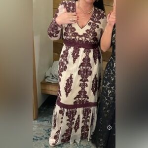 Elegant Burgundy and Cream Women's Dress